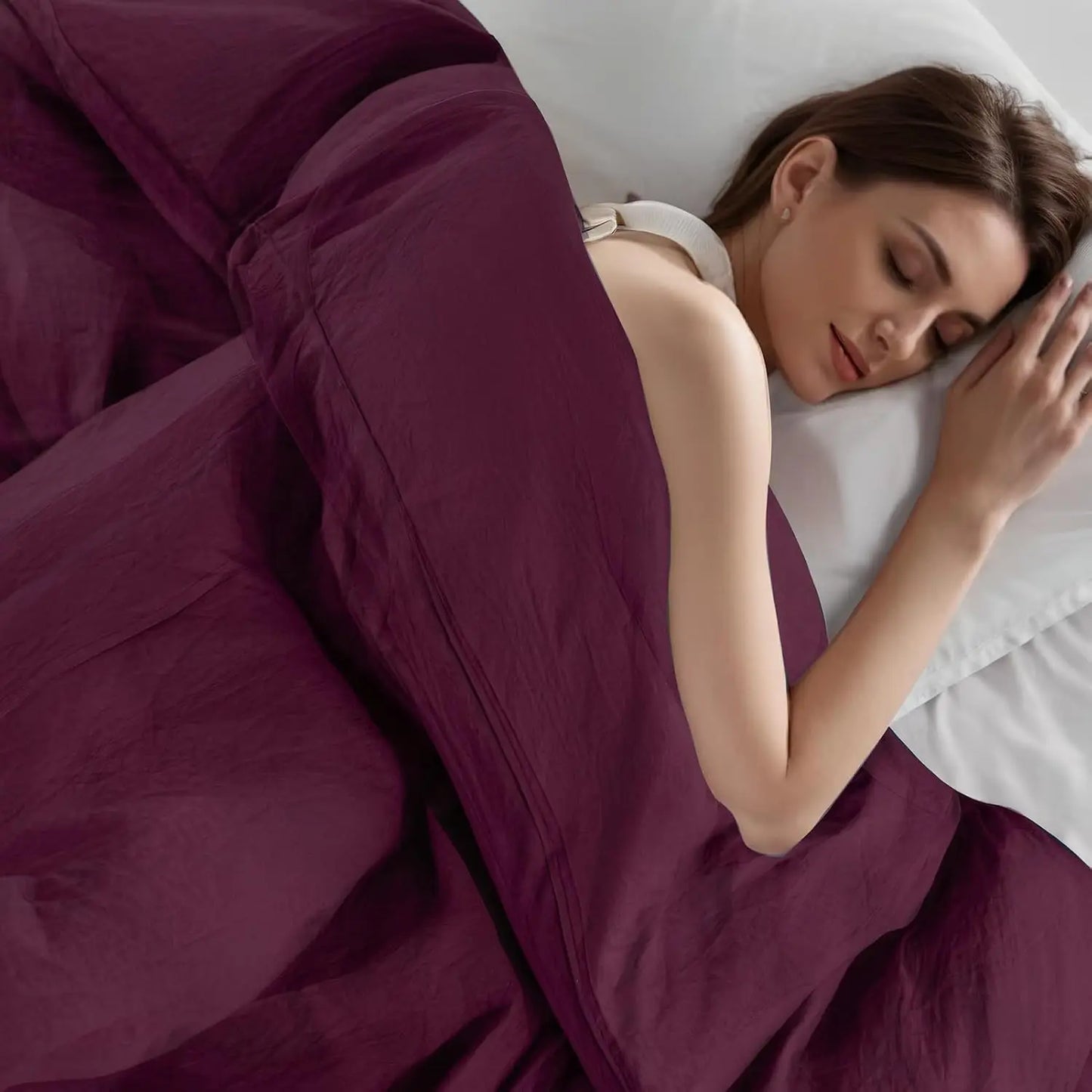 Duvet Cover Set 3 Piece Linen Feel Breathable Zipper Closure