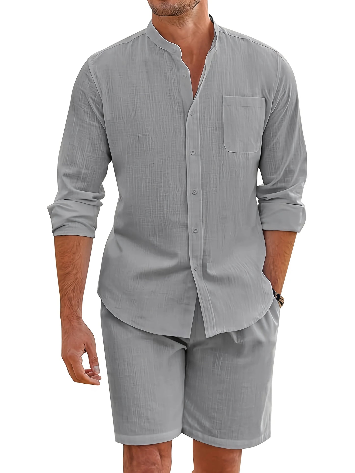 NONECN Men's Summer Two Piece Polyester Casual Beach Wear