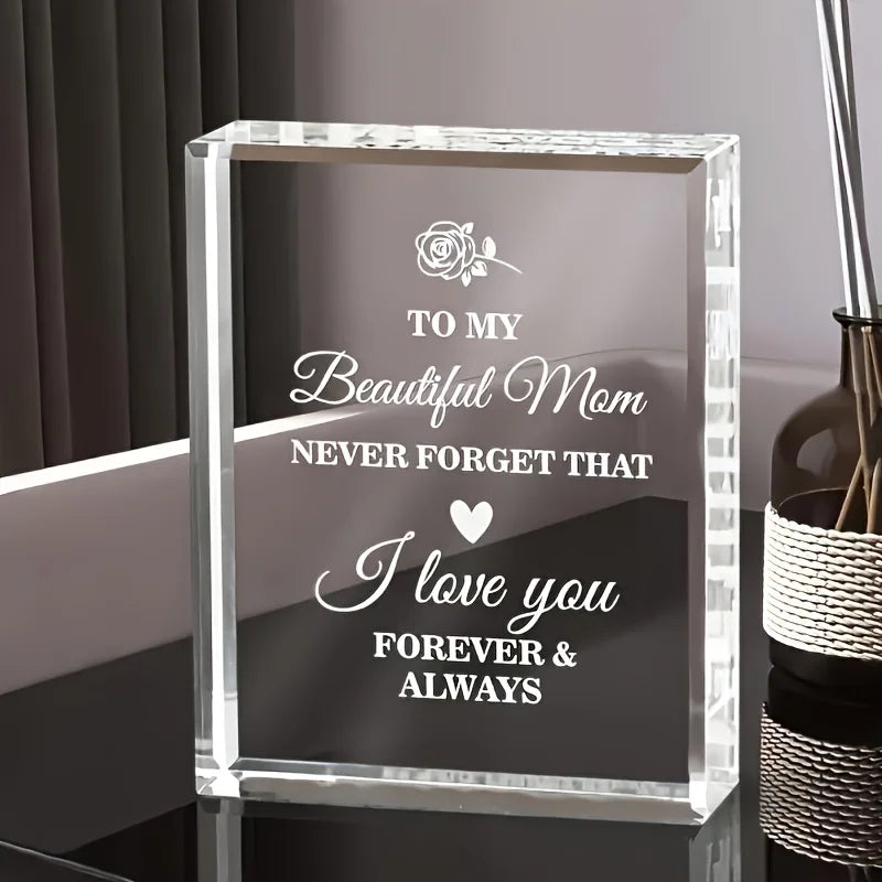 Engraved Crystal Keepsake  For Mom