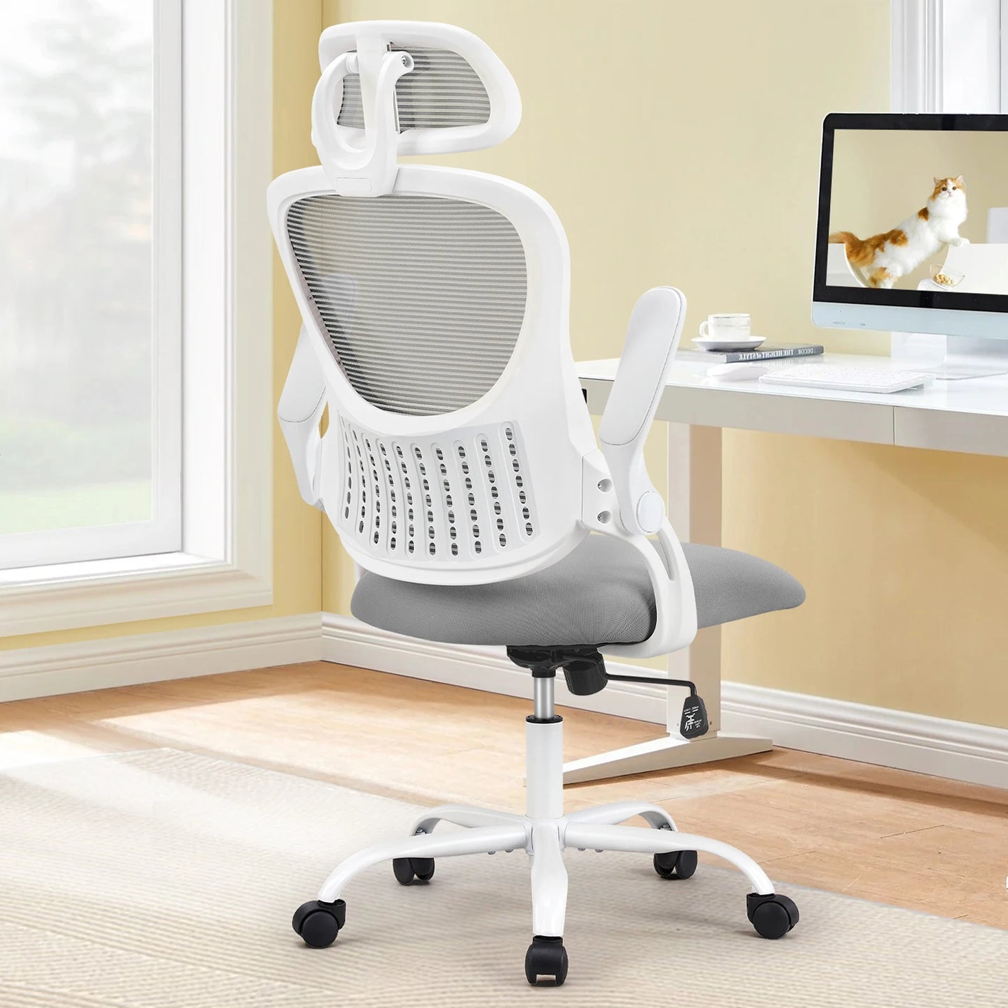 Ergonomic Mesh Office Chair with Adjustable Headrest & Flip-Up Armrests