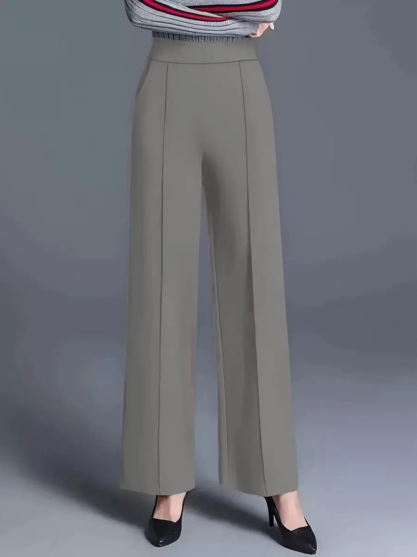 Four-Season Solid Color Wide Leg Loose Slimming Casual Pants