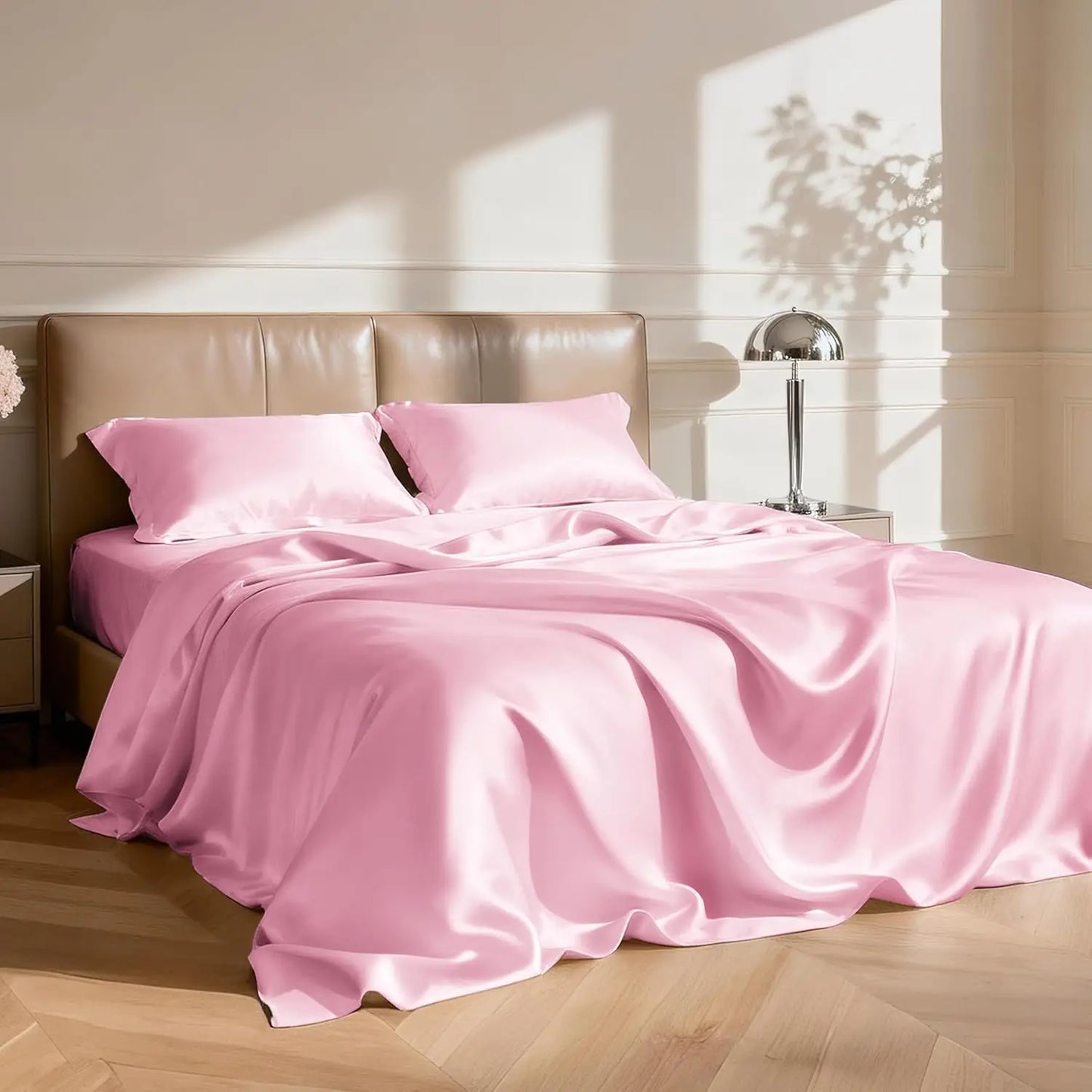 Satin Sheet Set 4 Piece Bed Sheets Silky Soft Wrinkle Resistant