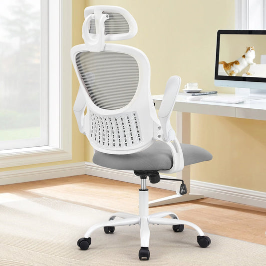 Ergonomic Mesh Office Chair with Adjustable Headrest & Flip-Up Armrests