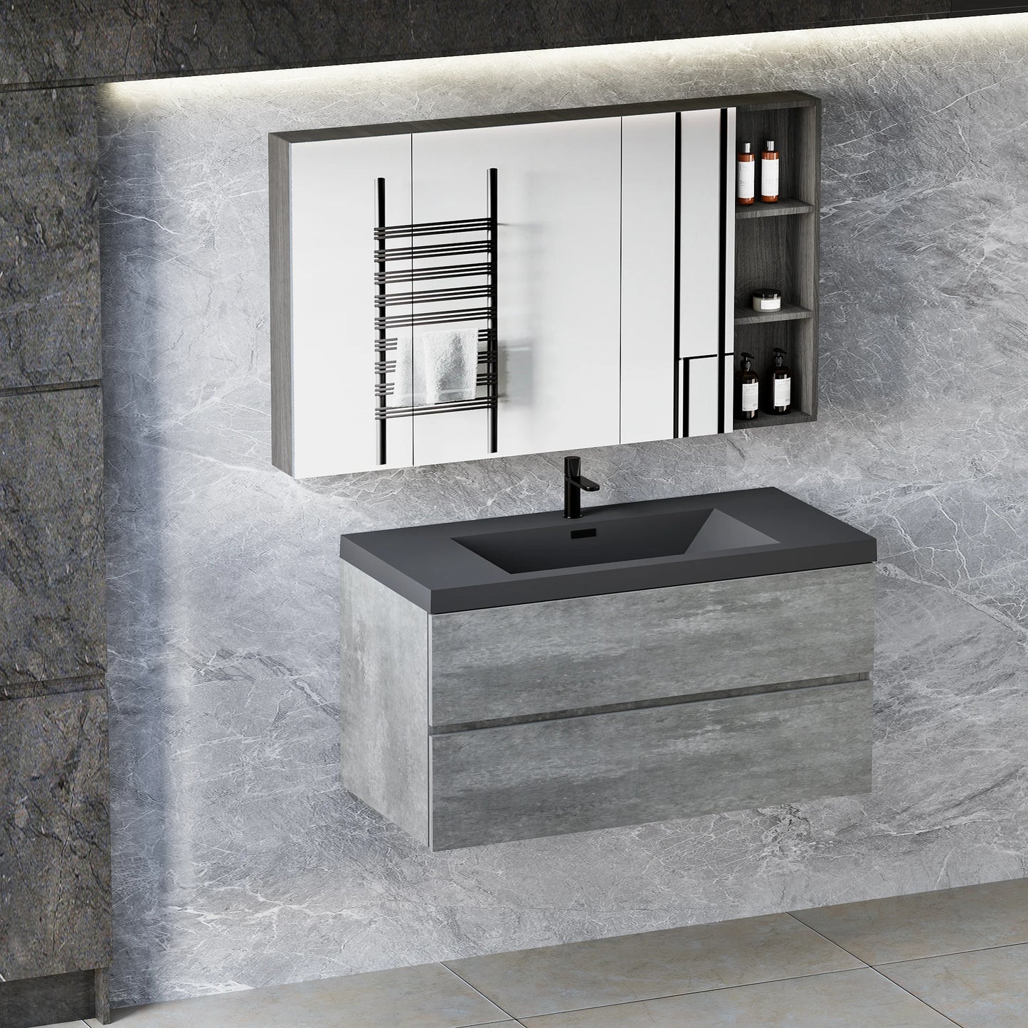 Modern Wall Mounted Bathroom Vanity With Sink