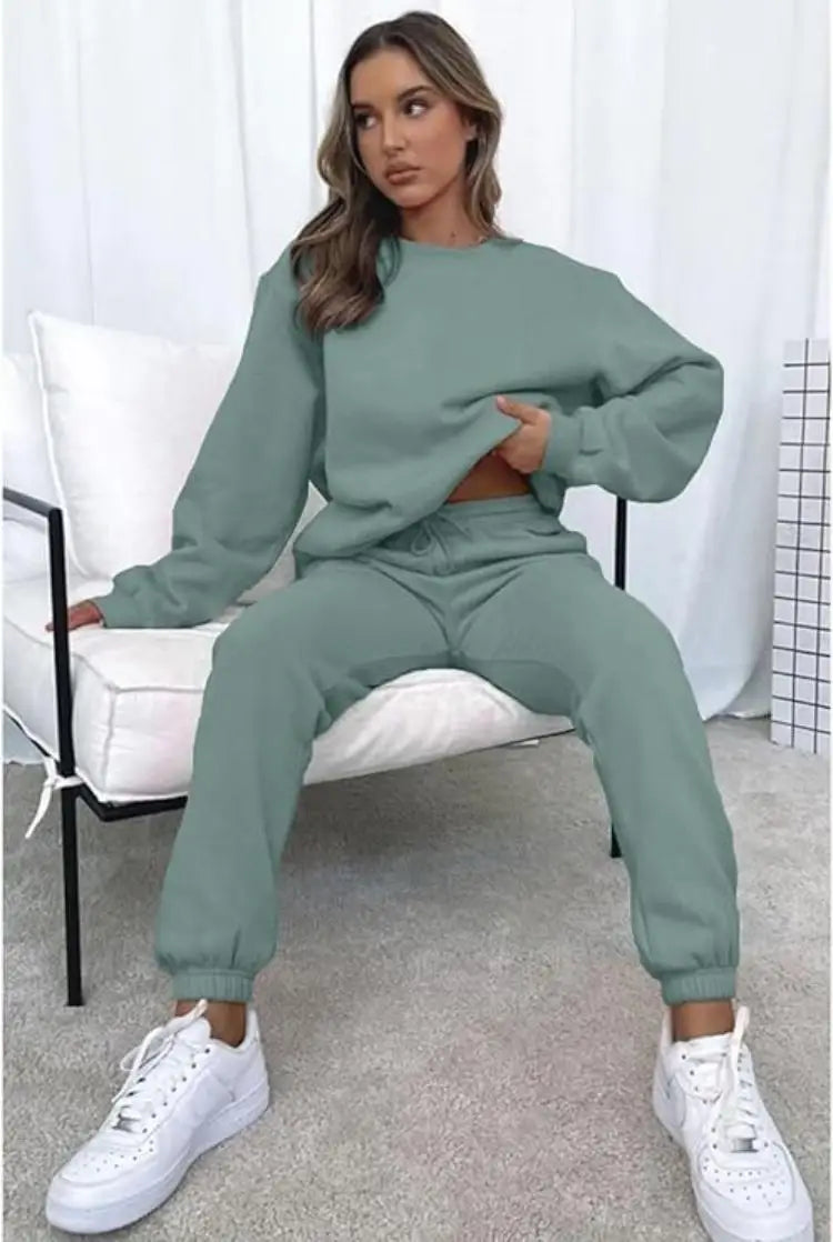 KANSOON Two Piece Long Sleeve Sweatsuit Pants Set For Women