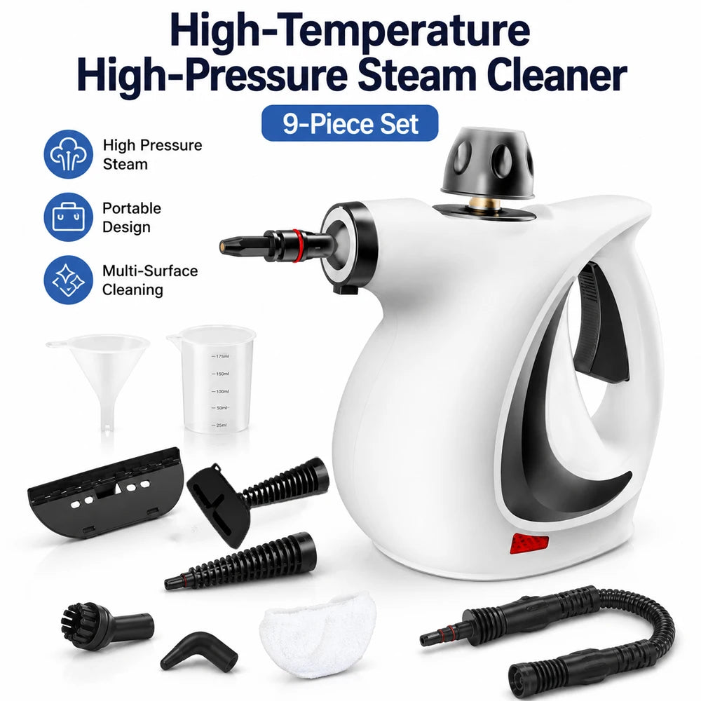 High Temperature Handheld Steam Cleaner 9 Piece Set Portable 350ml