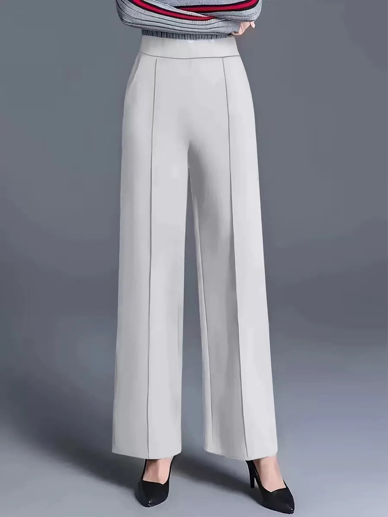 Four-Season Solid Color Wide Leg Loose Slimming Casual Pants