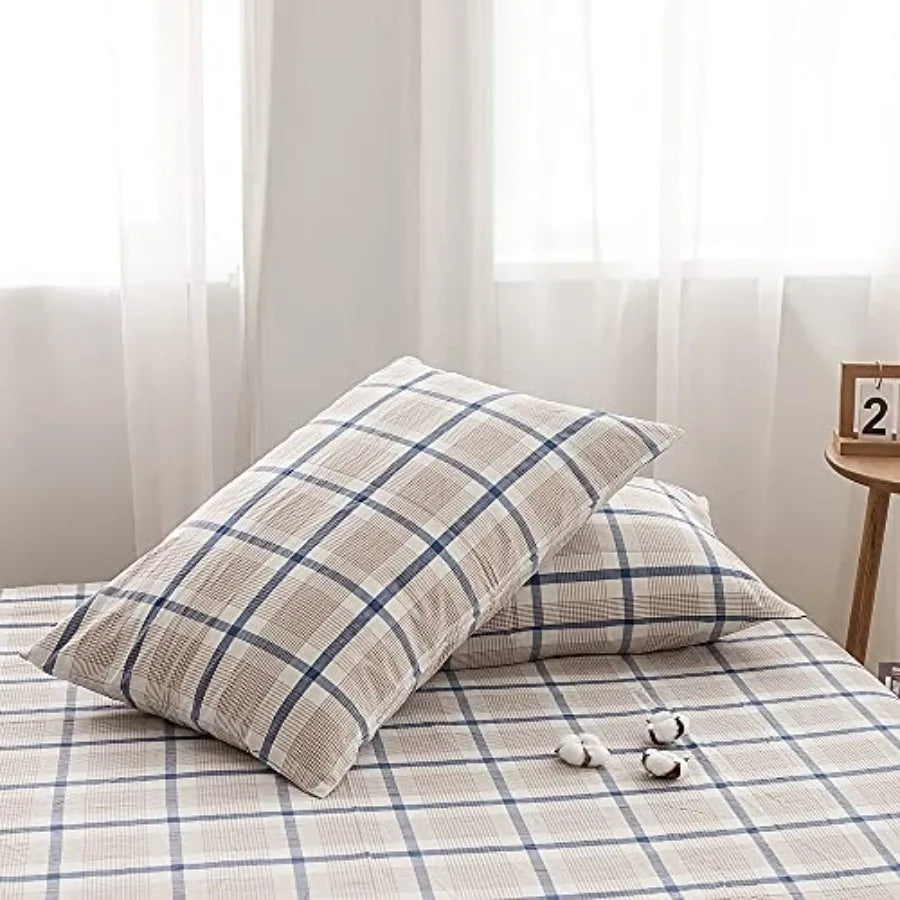 Duvet Cover Set 3 Pieces 100 Percent Washed Cotton Jacquard