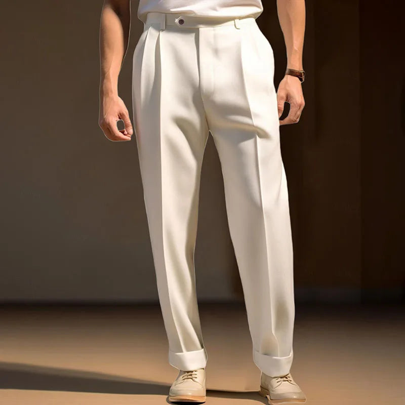 Hirigin Men's Classic Business Casual Suit Pants With Hemmed Bottoms