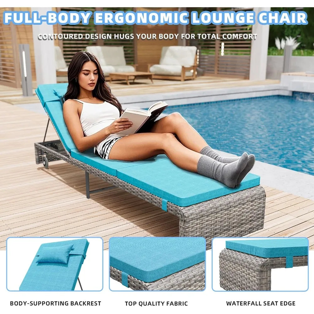 Outdoor Lounge Chairs Set of 2 With Adjustable Backrest