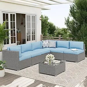 Outdoor Rattan Wicker Patio Sofa Set With Glass Top Table
