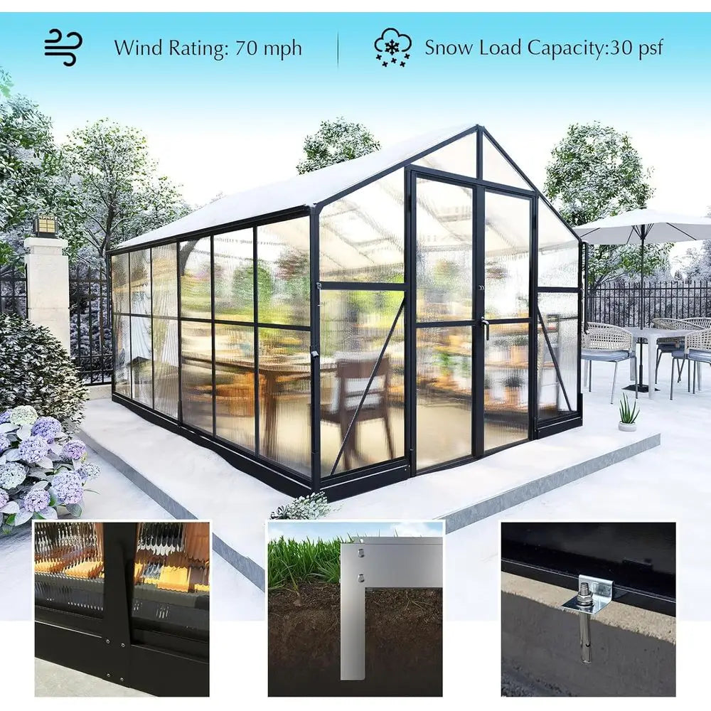 Walk In Greenhouse With 4 Vent Windows And Lockable Door