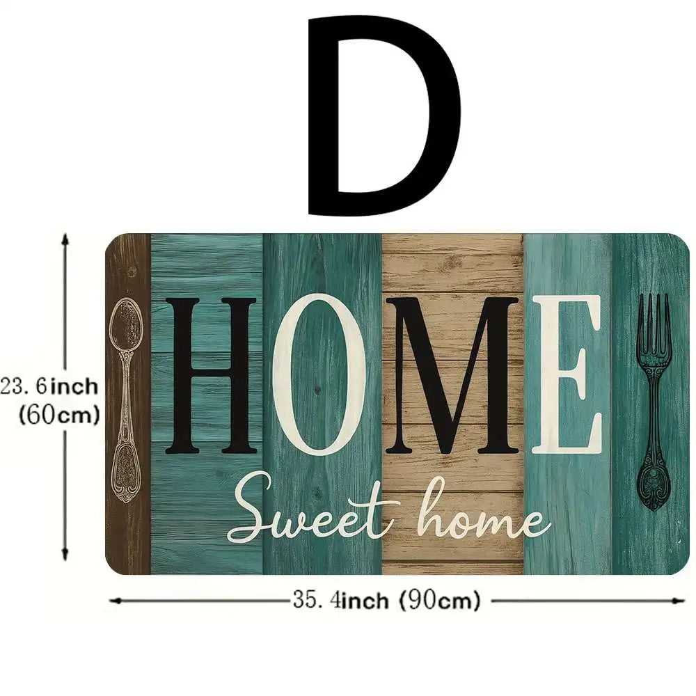 Vintage Wooden Home Sweet Home Kitchen Floor Mat Set