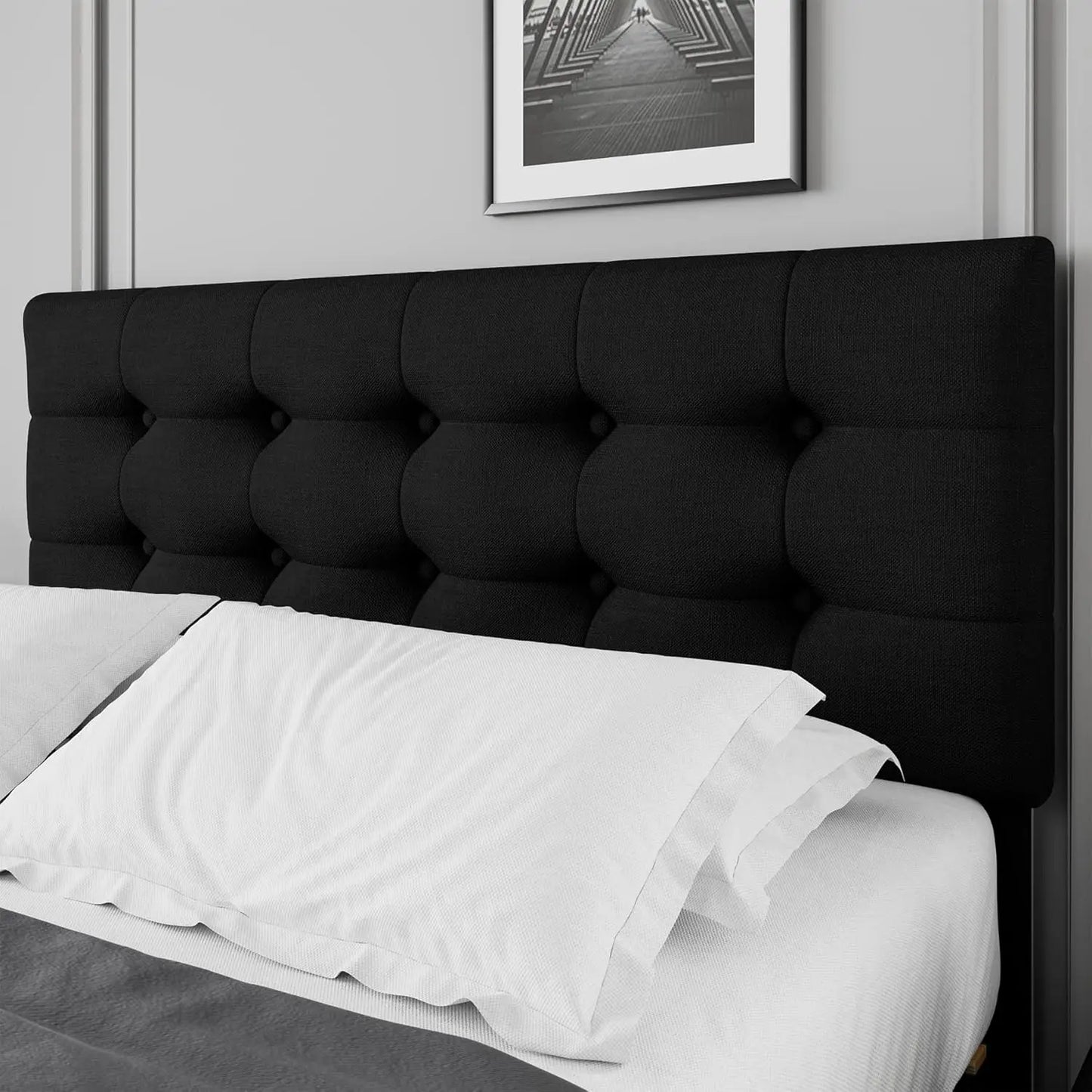 Full Size Bed Frame with 4 Storage Drawers and Adjustable Headboard