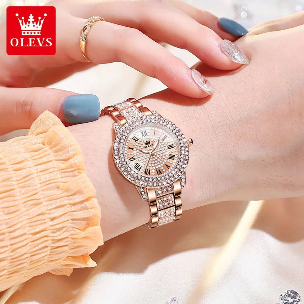 OLEVS Diamond Luxury Stainless Steel Waterproof Watch