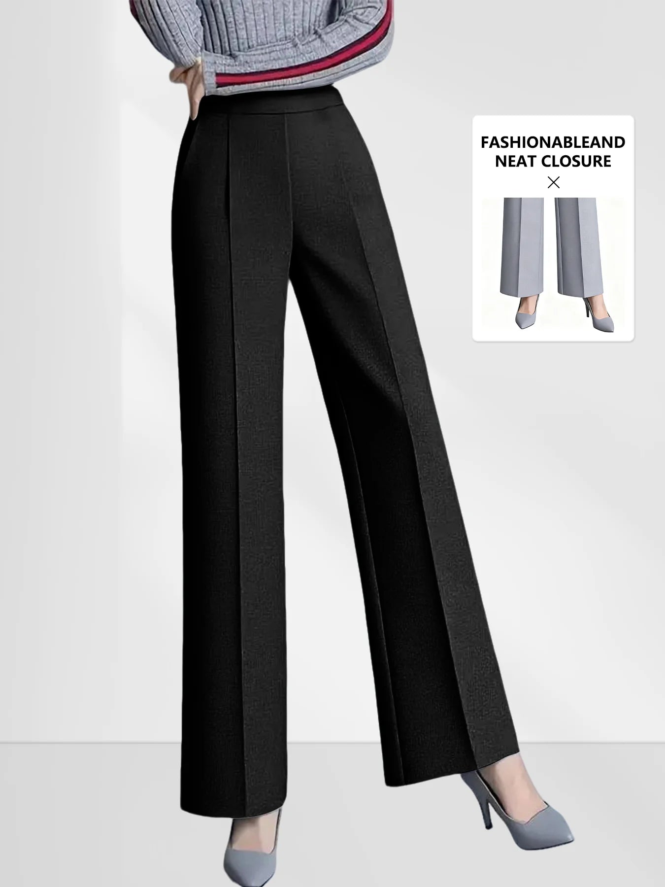 Four-Season Solid Color Wide Leg Loose Slimming Casual Pants