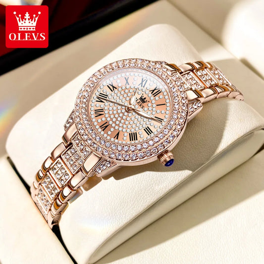 OLEVS Diamond Luxury Stainless Steel Waterproof Watch