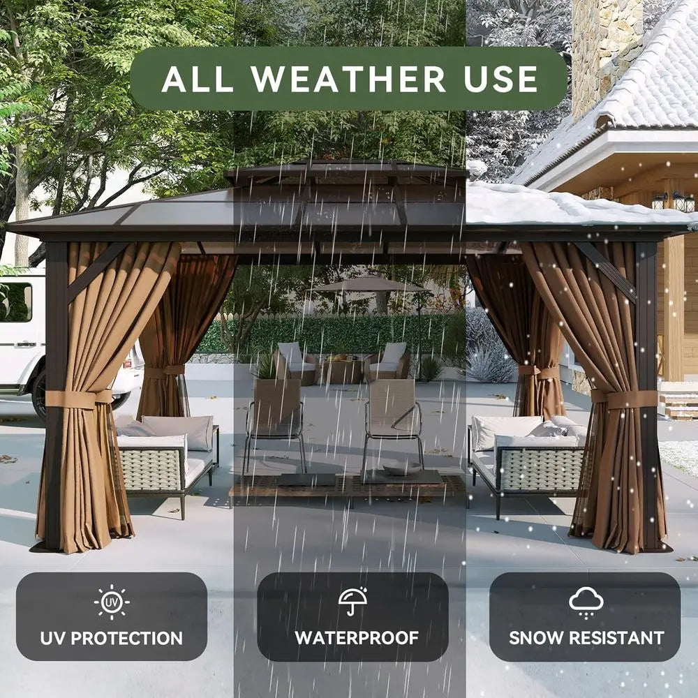 Outdoor Poly Pavilion With Curtains And Netting
