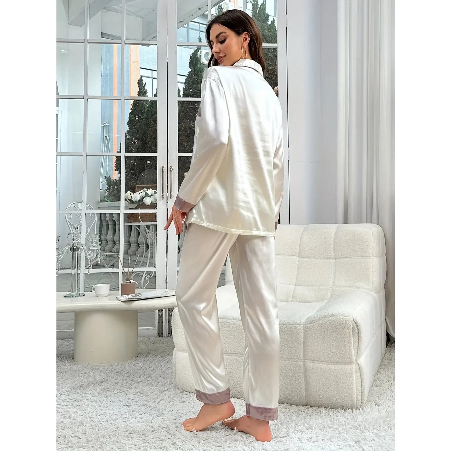 Women's Polyester Spandex Pajama Set