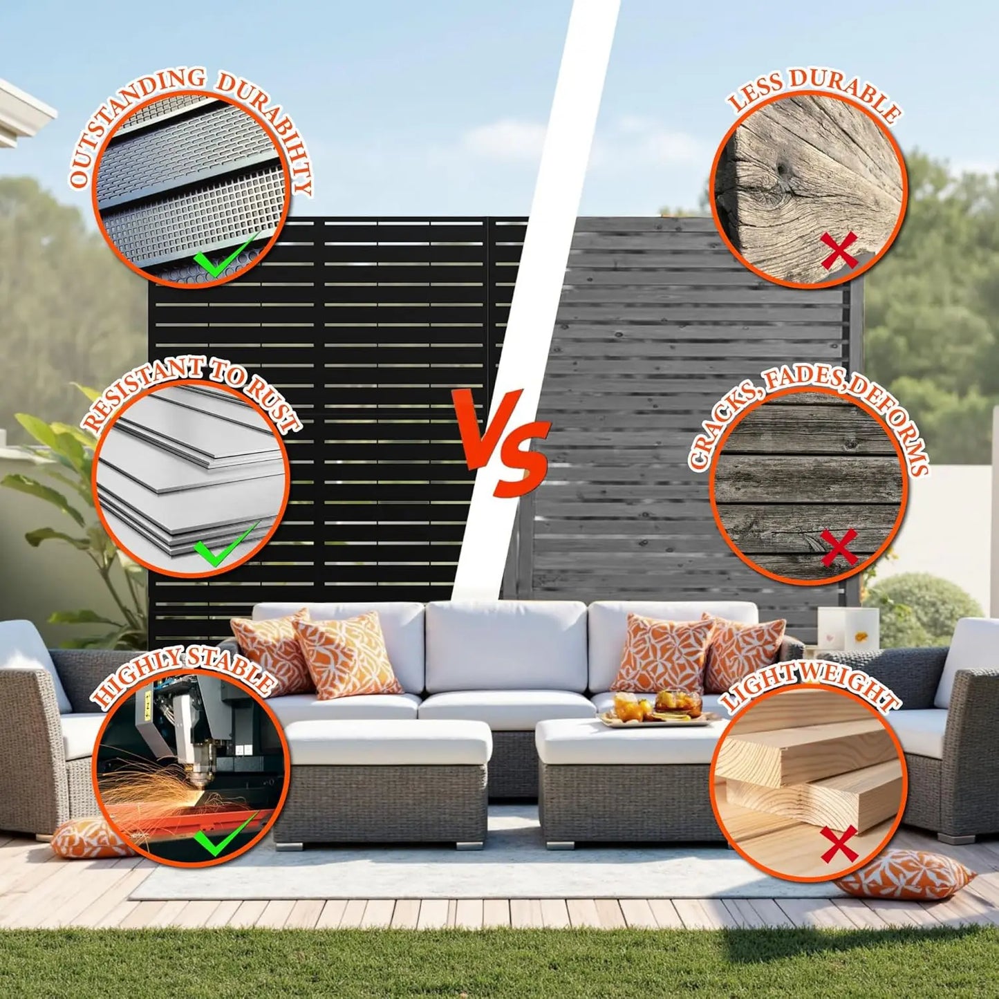 HiMISSH Metal Outdoor Privacy Screens and Panels for Patio