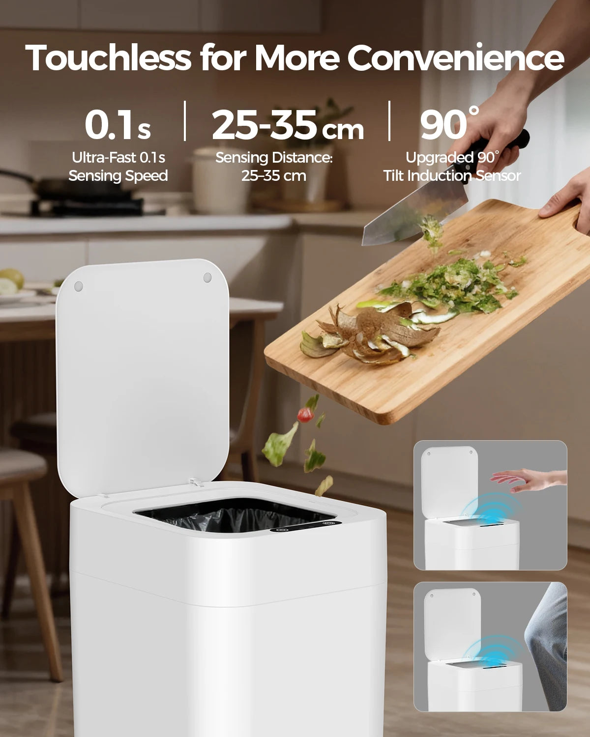 Motion Sensor Automatic Trash Can With Self Sealing Bagging
