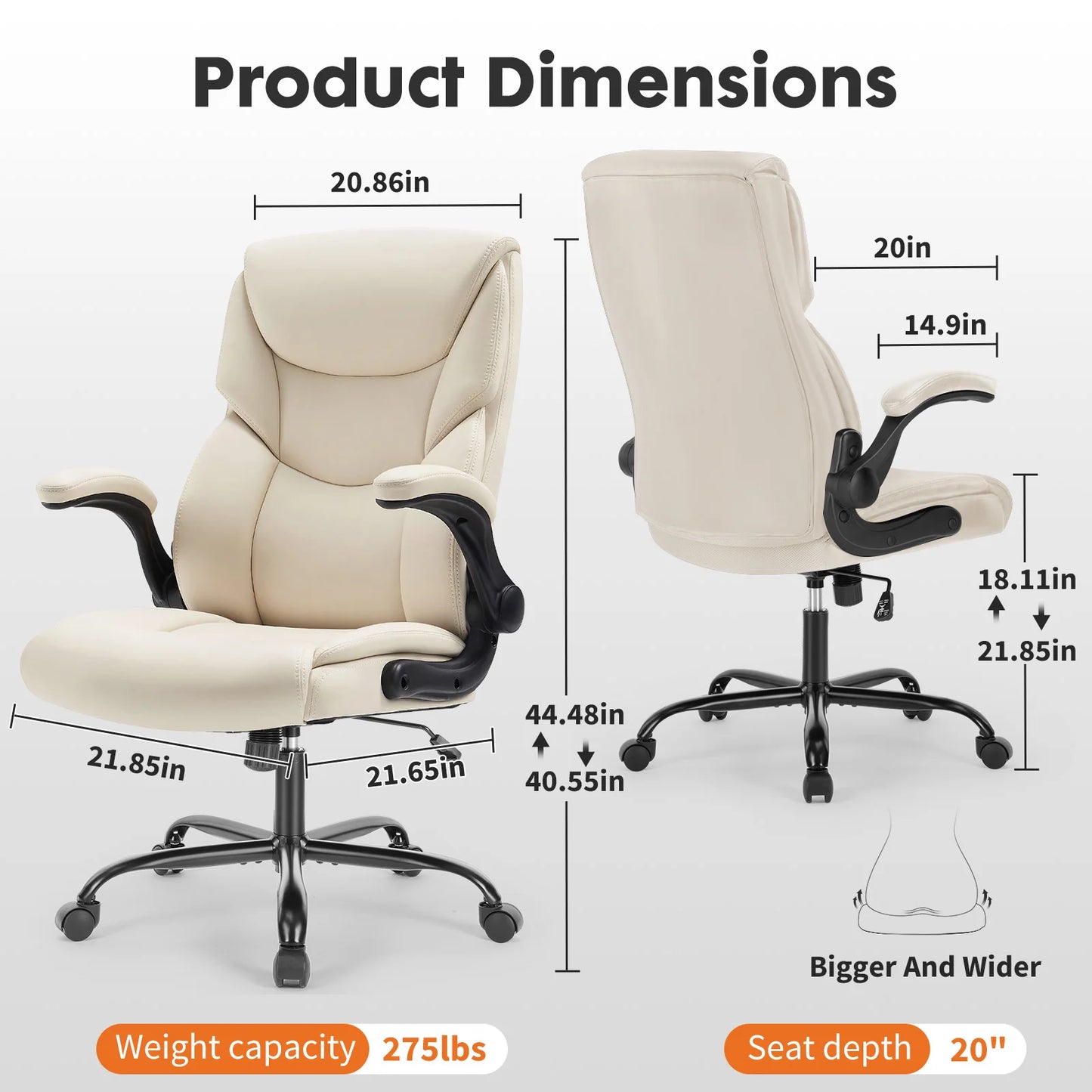 Executive High-Back Office Chair with Flip-Up Armrests