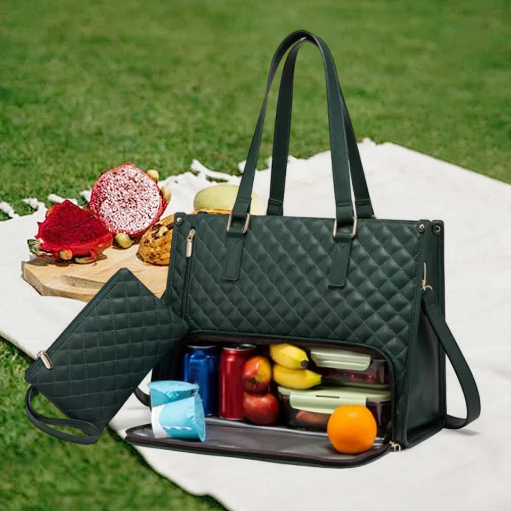 APWIKOGER Women 2 In 1 Lunch Bag Quilted Handbag Purse