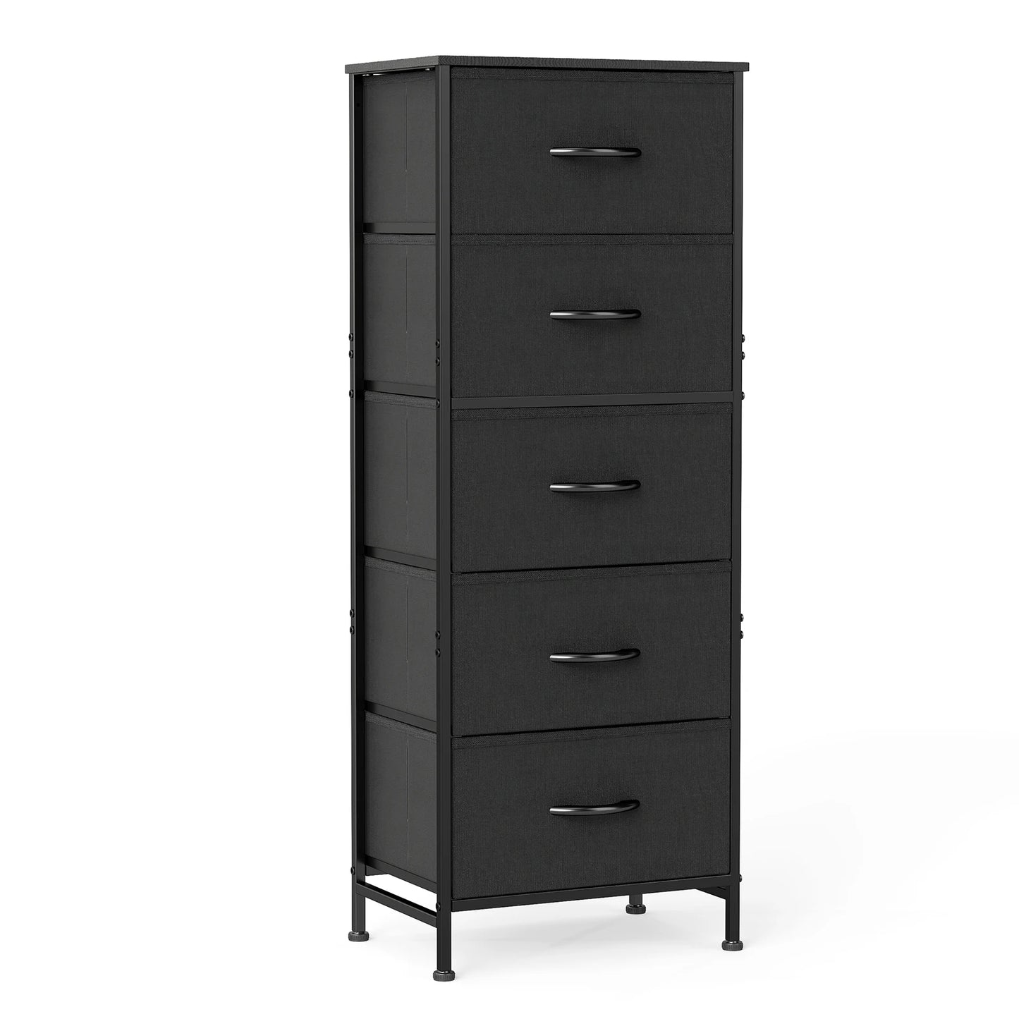 Bedroom Dresser With Five Fabric Drawers And Steel Frame
