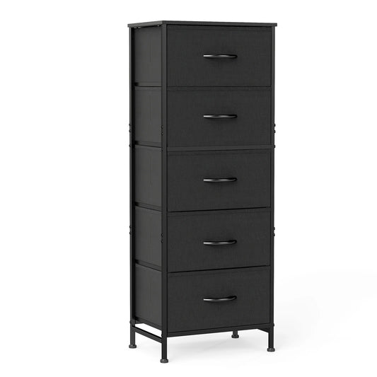 Bedroom Dresser With Five Fabric Drawers And Steel Frame