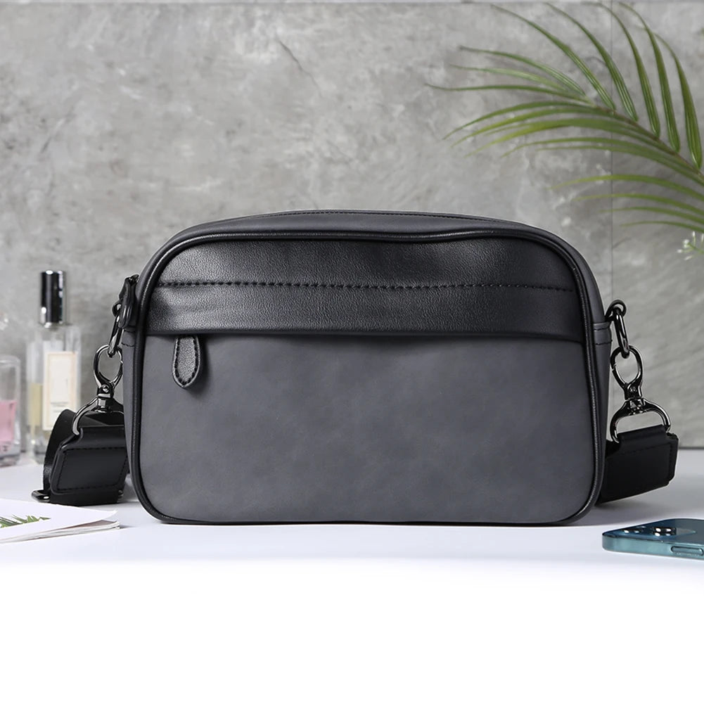 APWIKOGERCN Leather Mens Shoulder Crossbody Bag With Wide Strap