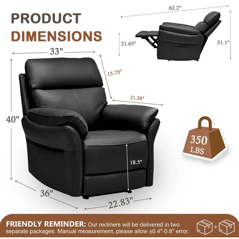 Italian Genuine Leather Recliner Chair For Living Room Comfort