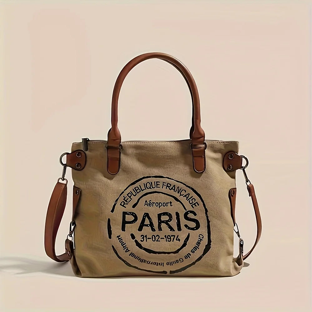 NONECN Vintage Canvas Tote Bag Large Capacity Water Resistant