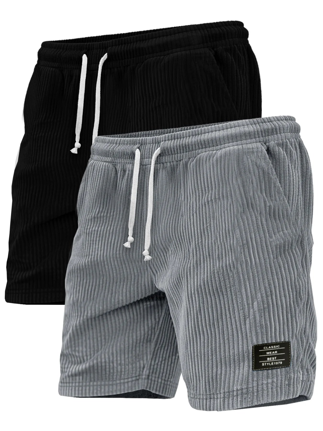 Men's Corduroy Shorts Drawstring Waist Loose Fit With Multi Pockets