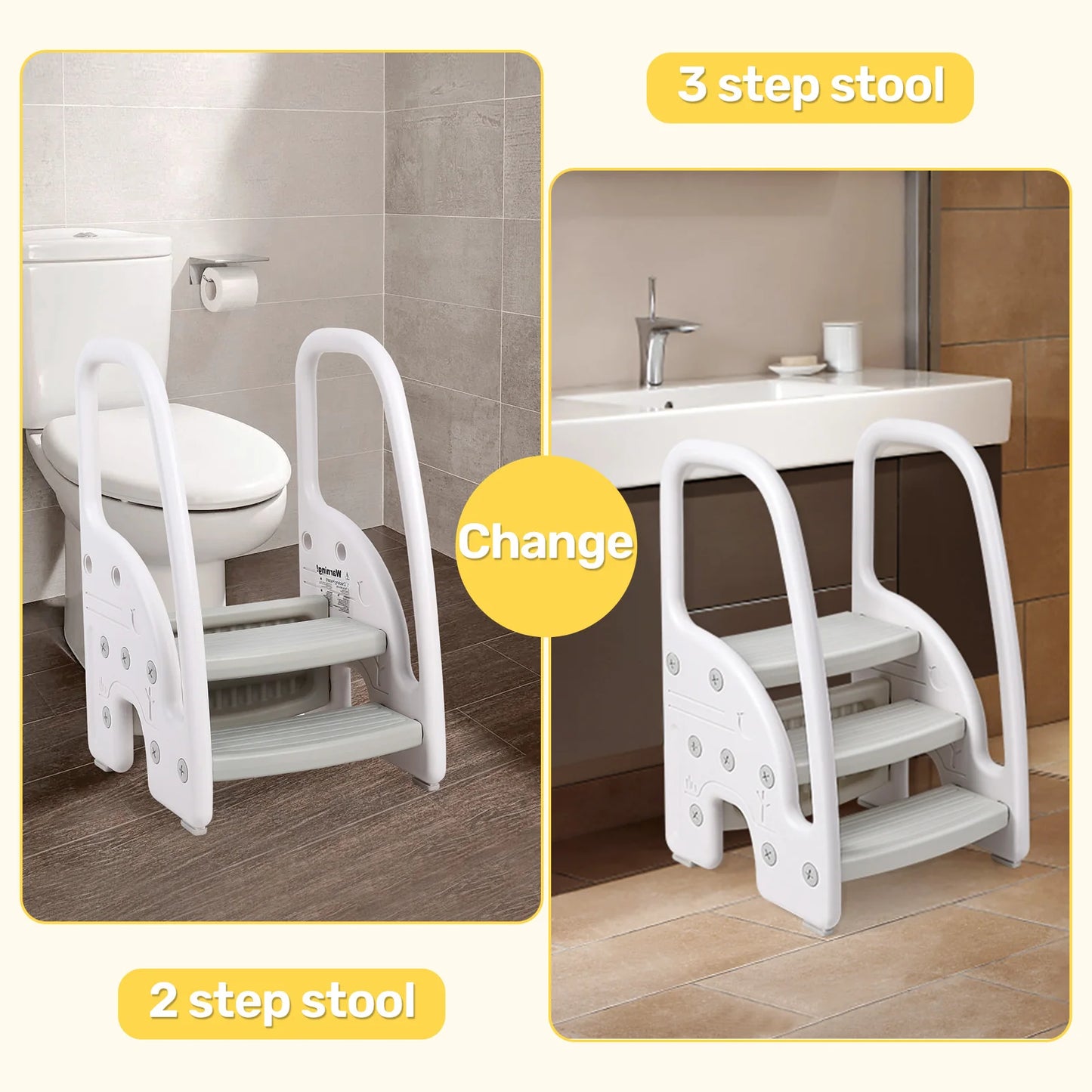 Toddler Step Stool With Handles Three Step Plastic Stool