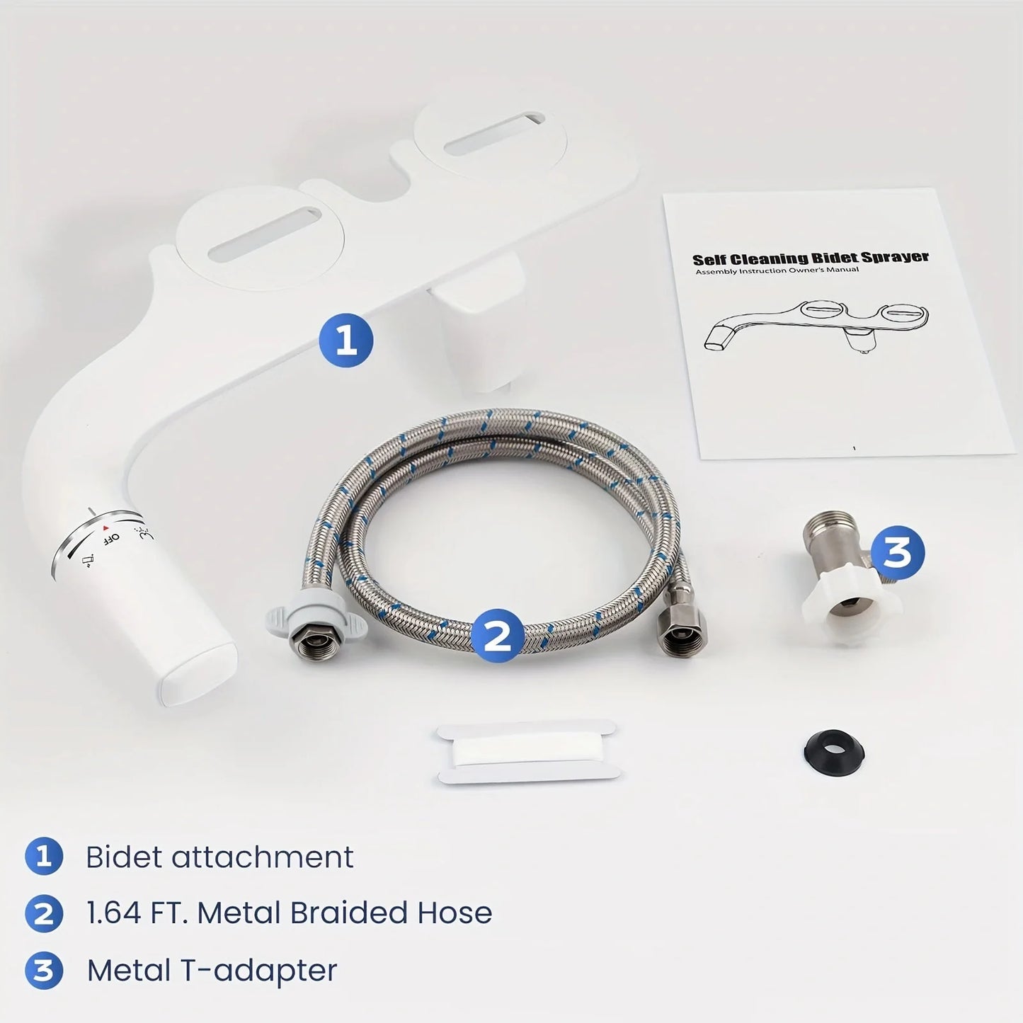Ultra Slim Bidet Attachment With Dual Nozzle Self Cleaning