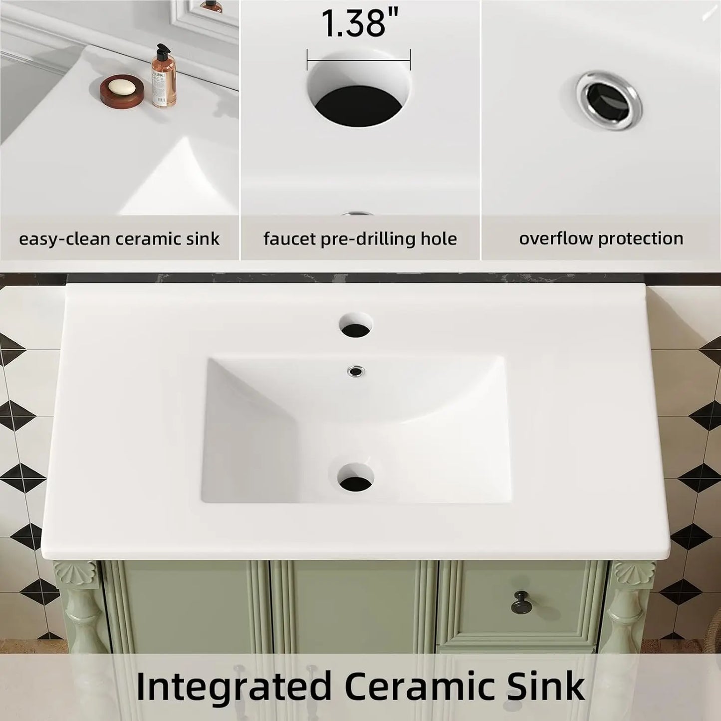 Modern Bathroom Vanity With Sink And Solid Wood Legs