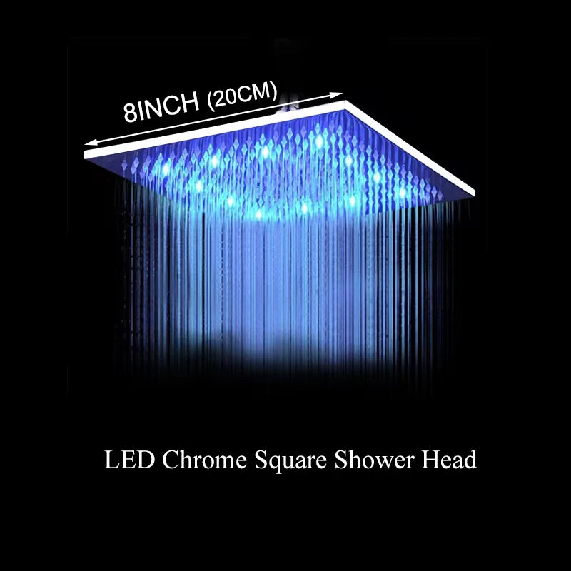 Wanmivezlo LED Color Changing Rainfall Square Brass Shower Head