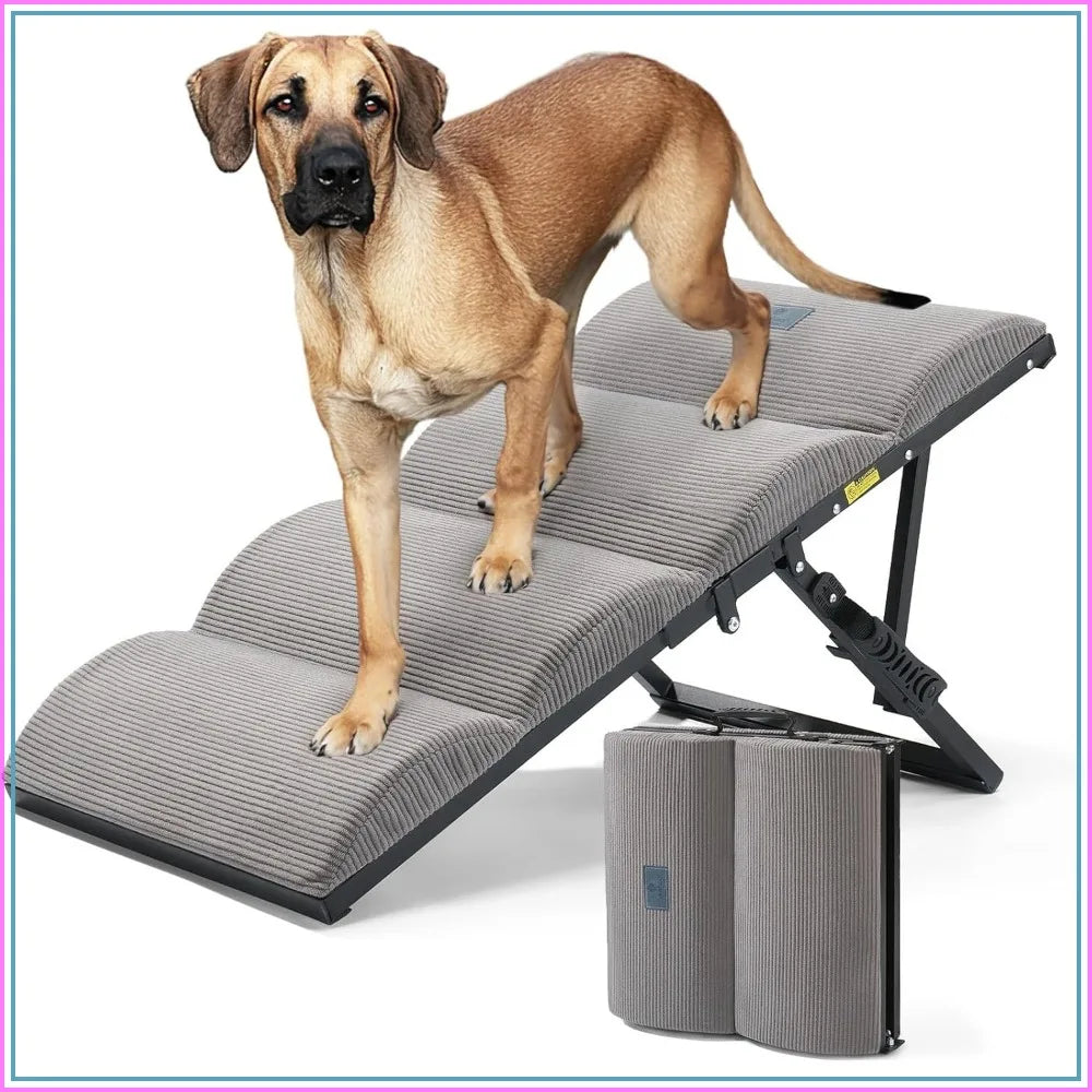 Height Adjustable Foldable Dog Ramp for Bed and Couch