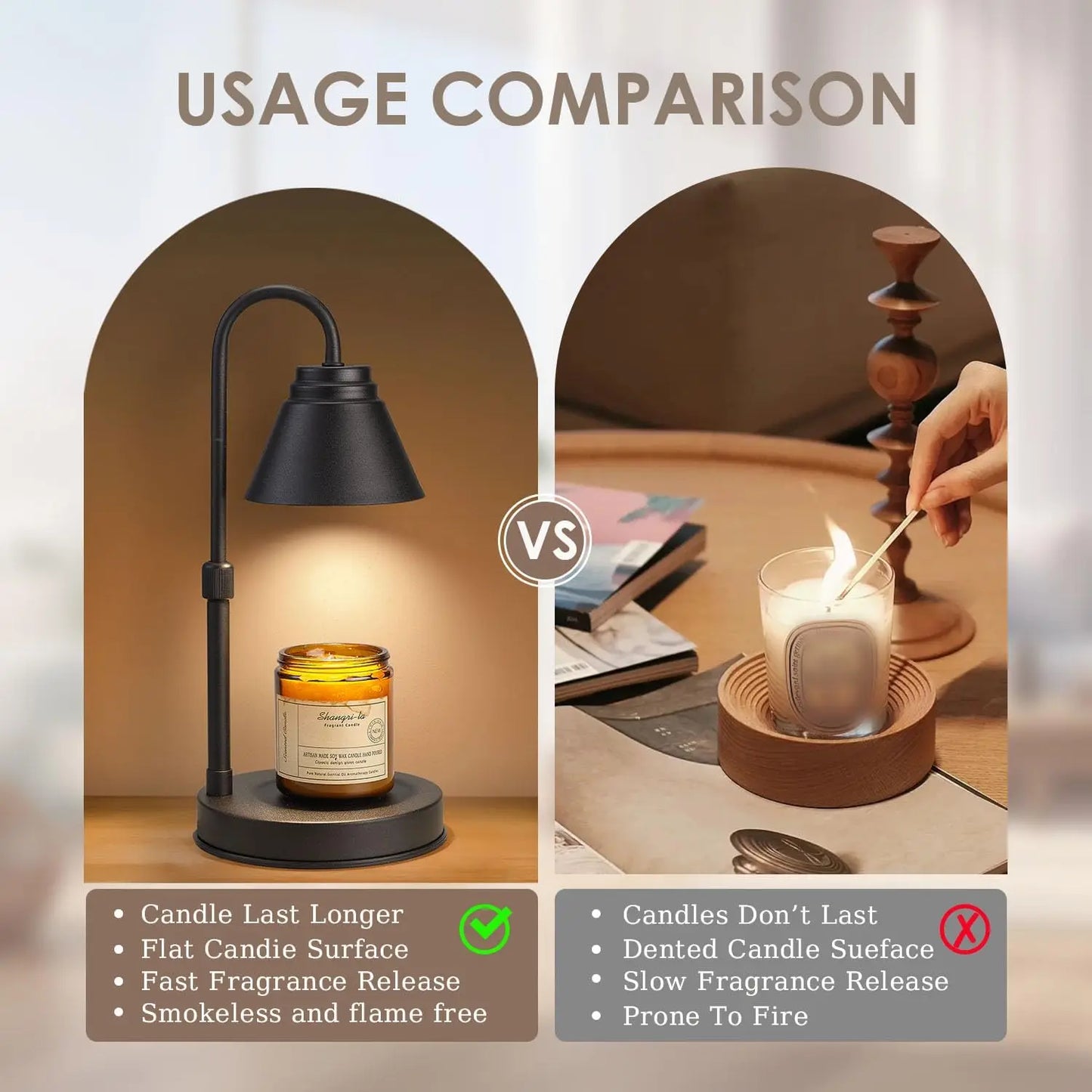 Adjustable Candle Warmer Lamp With Liftable Bracket