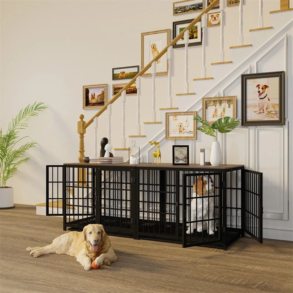 Large Luxury Dog Crate Furniture with 3  Doors