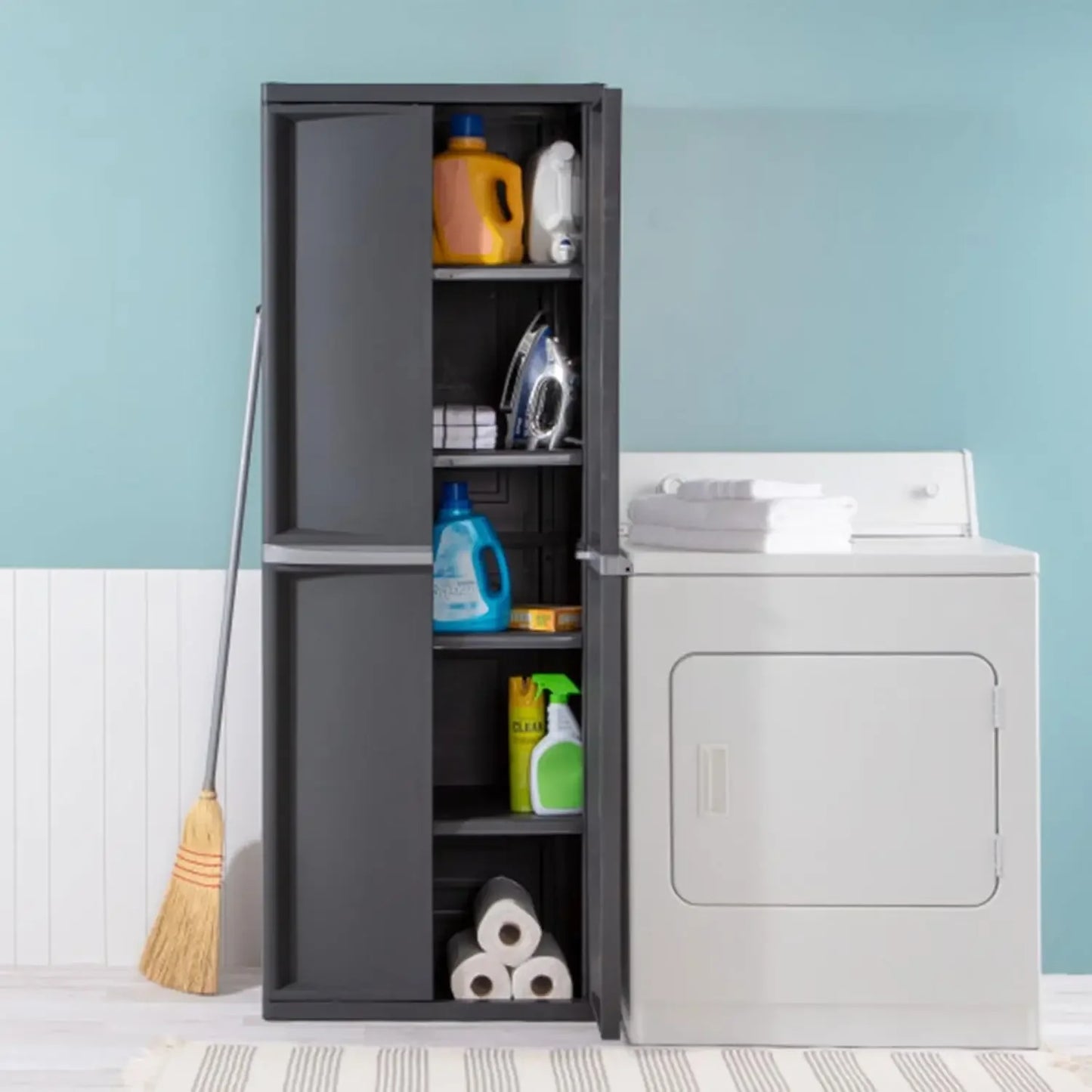 Sterilite Lockable 4-Shelf Cabinet With Adjustable Shelves