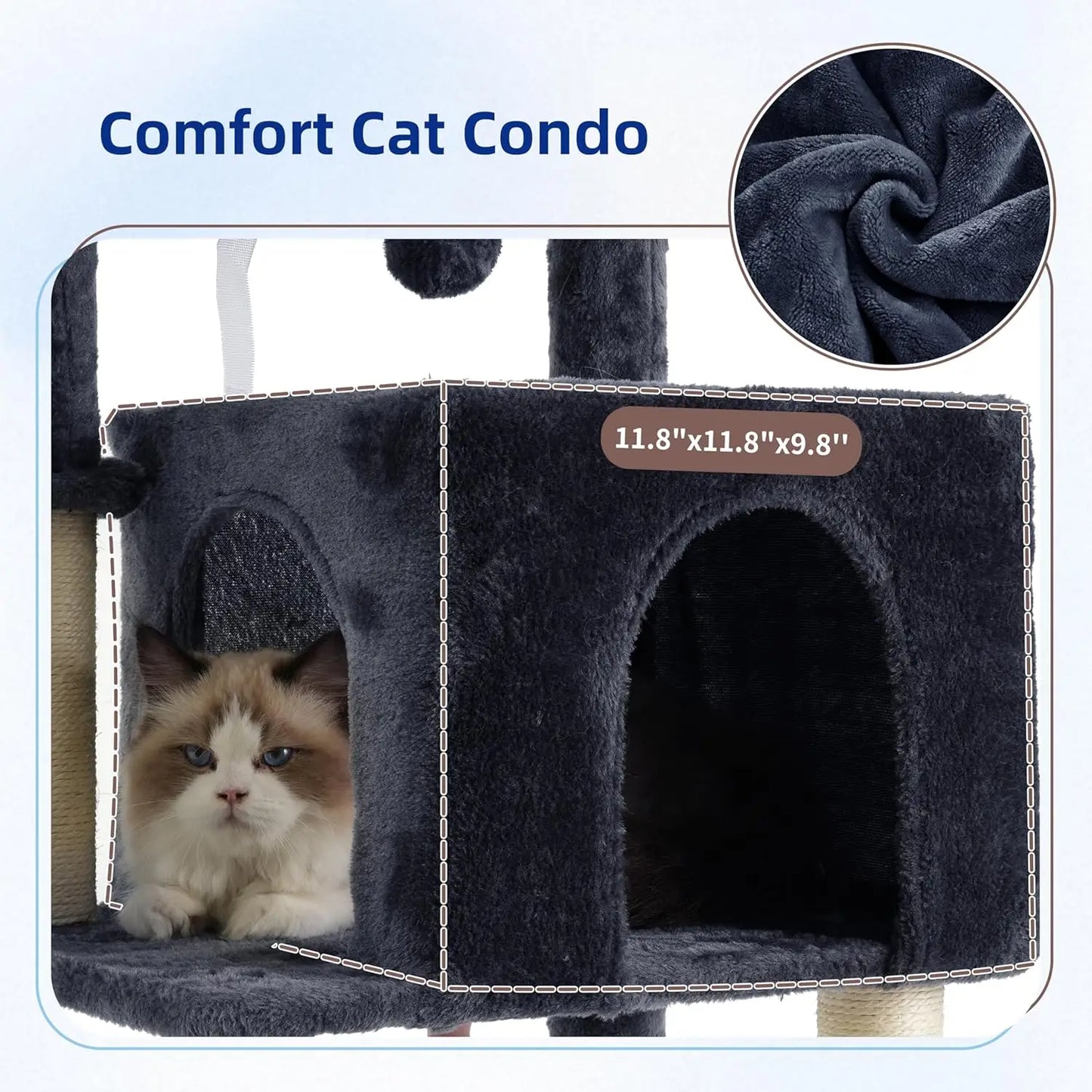 Sturdy Steel Cat Tree Tower With Hammock And Scratching Post