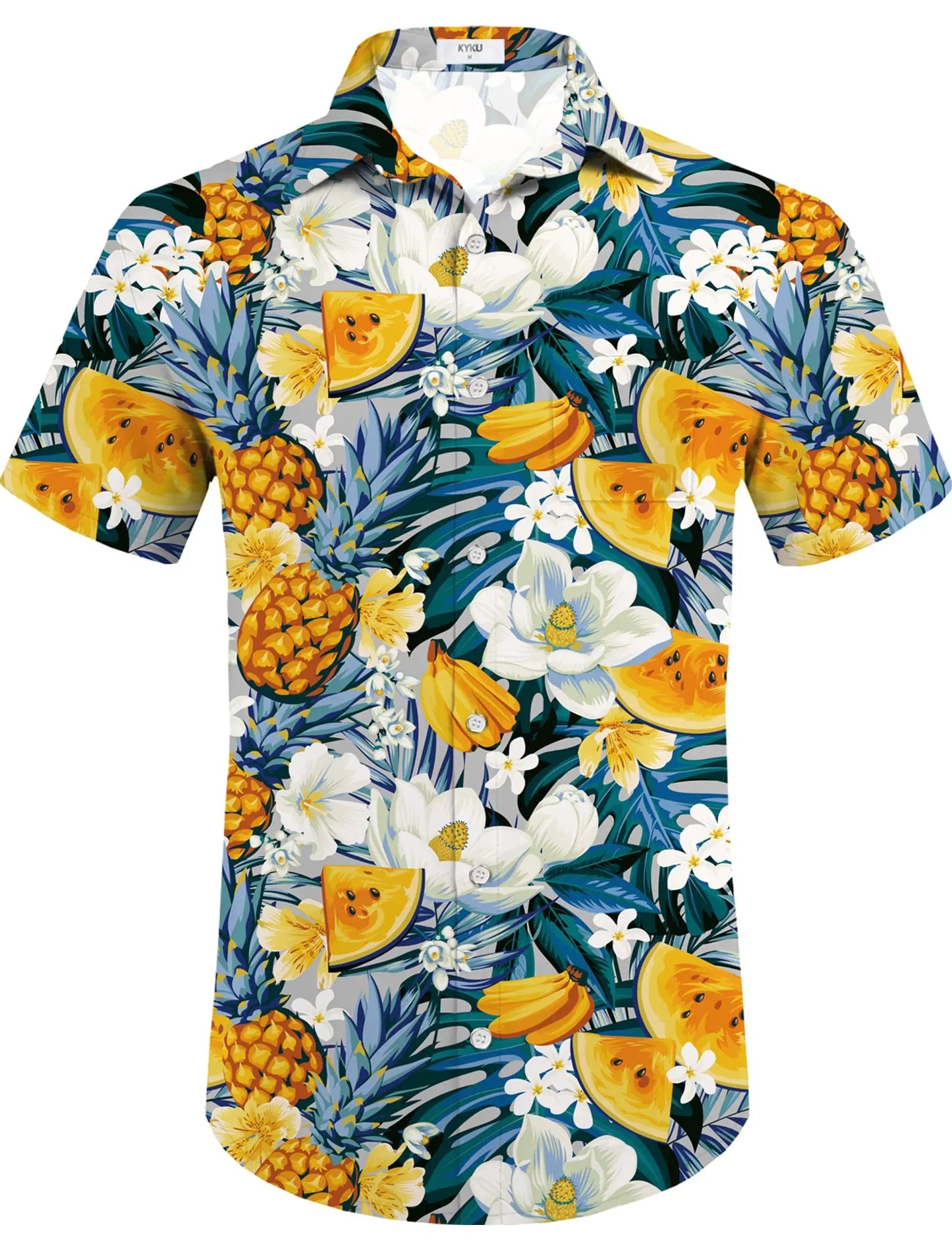 KYKUCN Men Summer Short Sleeve Button Down Beach Shirt Set