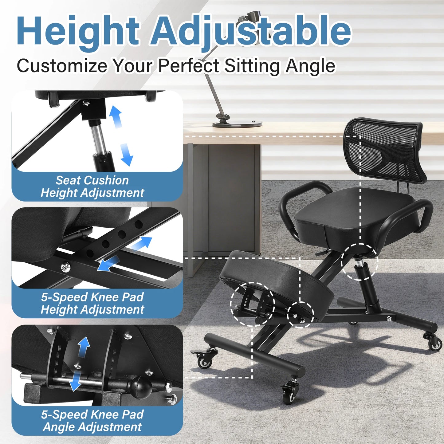 Kneeling Chair With Back Support For Office Ergonomics