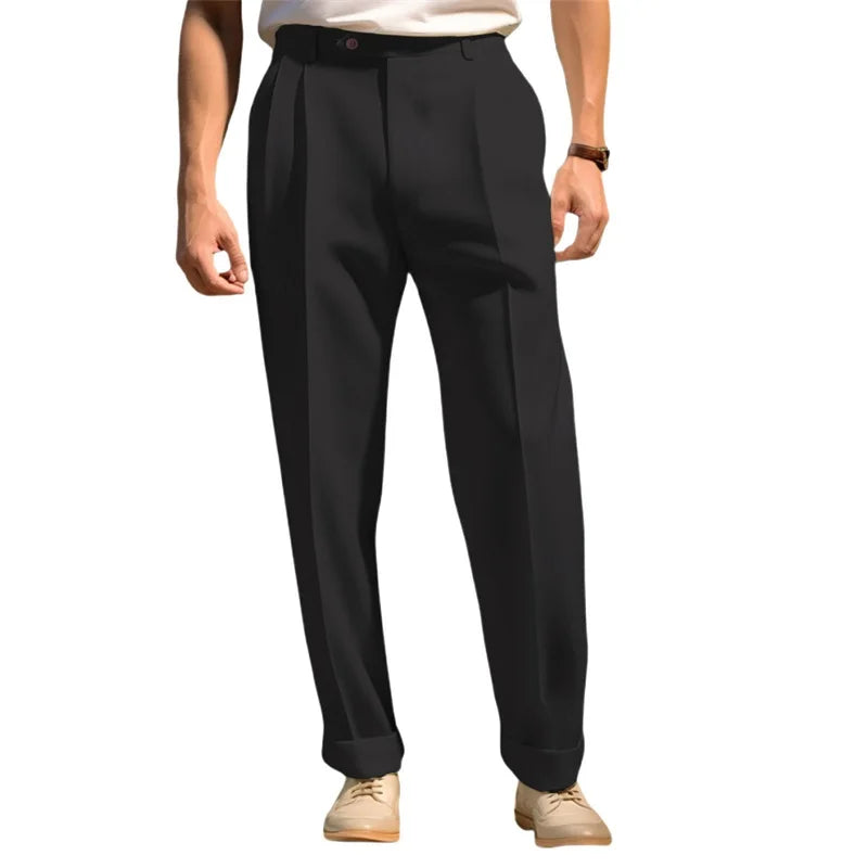 Hirigin Men's Classic Business Casual Suit Pants With Hemmed Bottoms