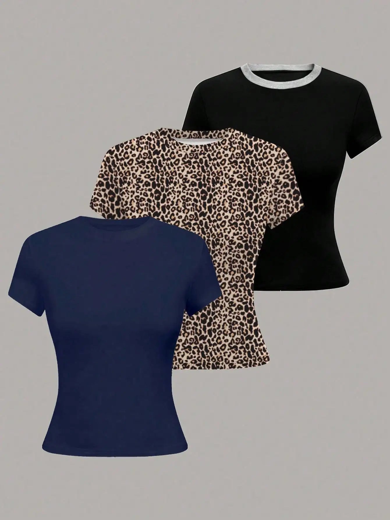 Women's Short Sleeve Knit T Shirt With Elastic Fabric