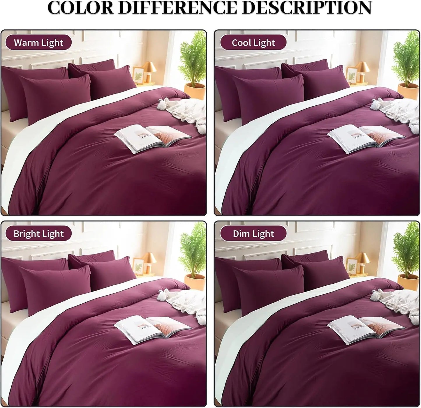 Duvet Cover Set 3 Piece Linen Feel Breathable Zipper Closure
