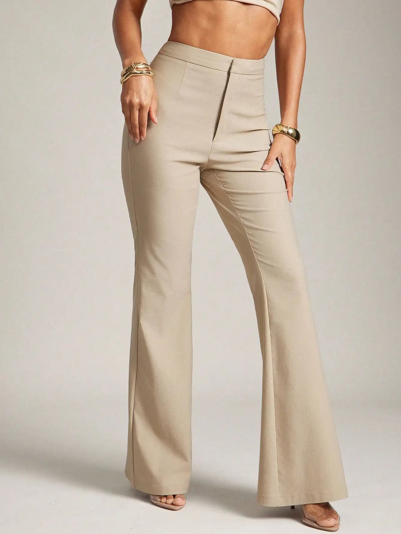 High Waist Flare Leg Pants For Women Office Trousers