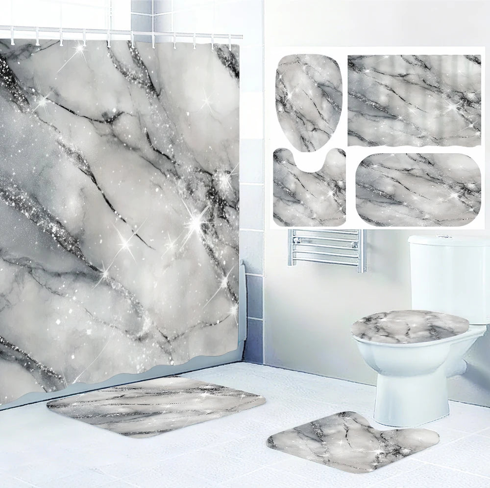 Starlight Bathroom Four-Piece Polyester Knit Set for Home Use