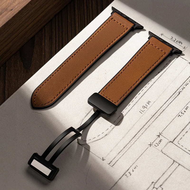 Genuine Leather Watch Strap For AppleWatch Ultra 9 10 SE